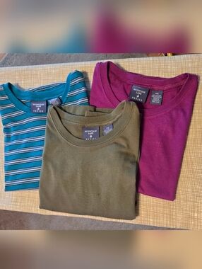 Mountain Lake S Petite Crew Neck Tees - Olive, Teal Stripe, Burgundy Plum